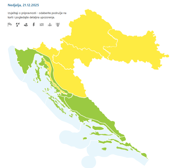 DHMZ prognoza za nedjelju