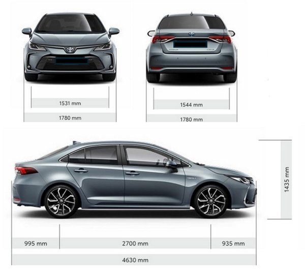 Toyota Corolla Sedan - dimenzije