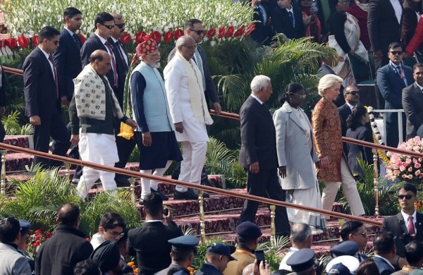 Narendra Modi u društvu Ursule Von der Leyen i Antonija Coste na proslavi indijskog Dana republike