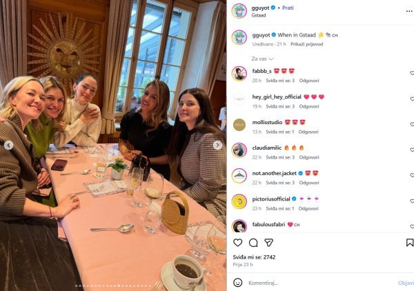 Objava Geraldine Guyot-Arnault. na Instagramu