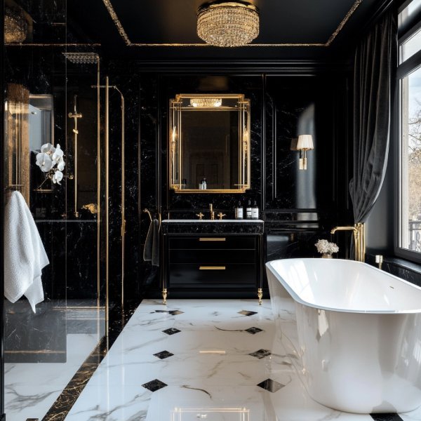 Srebrni i nikl tonovi mogu dodatno naglasiti hladnoću crno-bijele podloge, dok mesing i zlatni tonovi unose toplinu