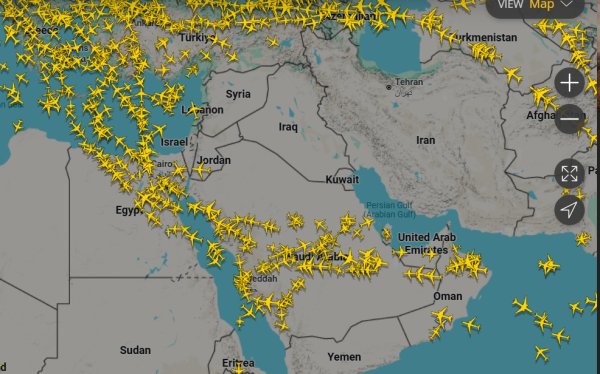 Stanje zračnog prostora na Bliskom istoku u nedjelju oko podneva