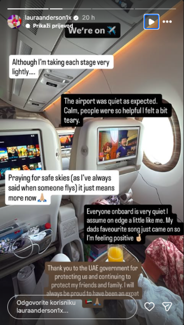 Objava Laure Anderson na Instagramu