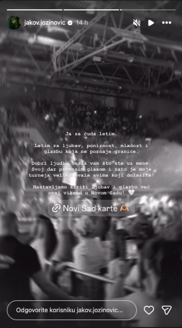Jakov Jozinović objava na Instagramu