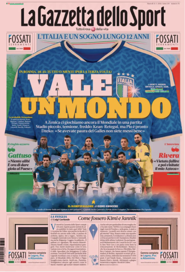 Današnja Gazzetta dello Sport