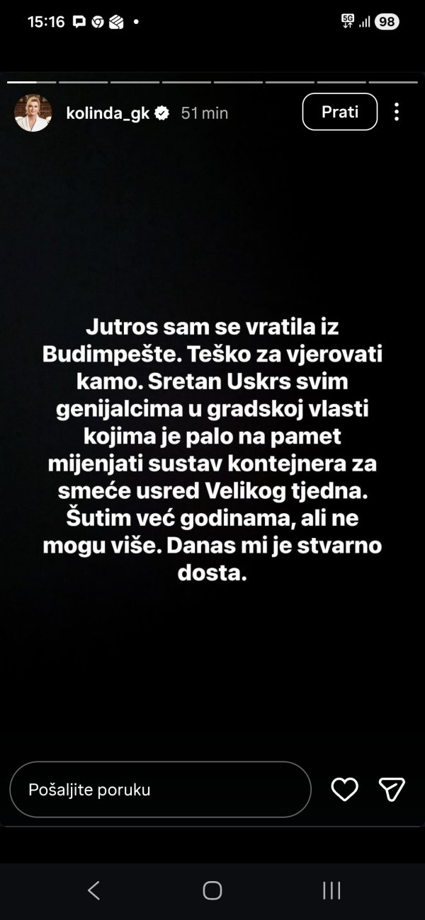 Kolinda Grabar Kitarović se požalila na kontejnere za smeće