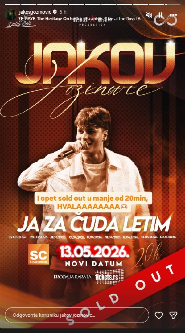 Objava Jakova Jozinovića na Instagramu