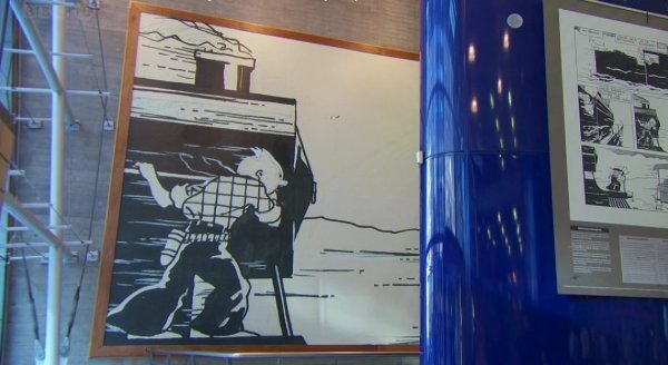 Prikaz Tintina na vlaku na željezničkom kolodvoru u Bruxellesu