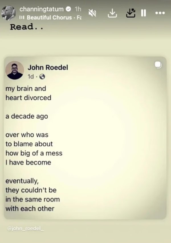 Channingova objava na Instagramu