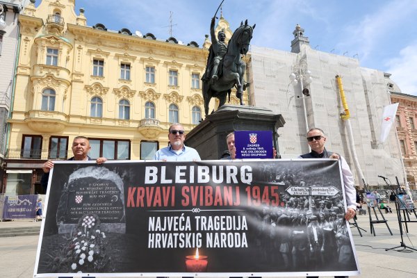 Desničari protiv proslave Dana oslobođenja Zagreba s transparentom koji je imao tipfeler