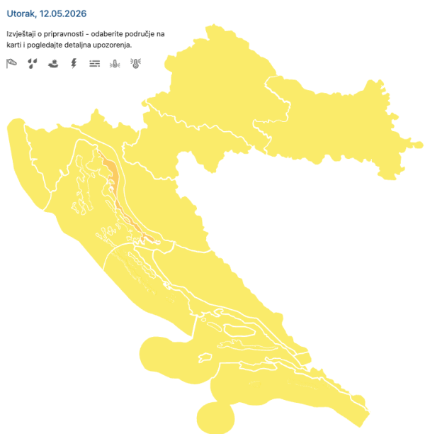 Meteoalarm za utorak