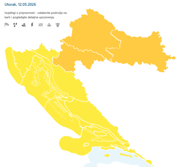 Za Zagrebačku regiju upaljen je narančasti meteoalarm