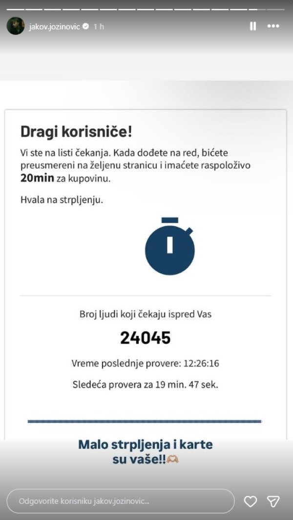 Objava Jakova Jozinovića na Instagramu