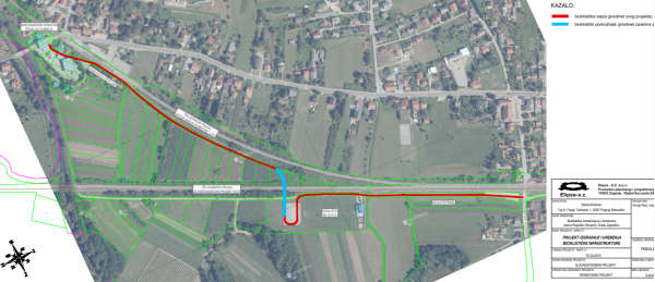 Trasa druge dionice Rail Roada, plavim je označeno mjesto gdje bi trebao biti podvožnjak