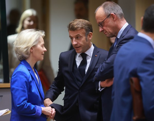 Ursula von der Leyen, Emmanuel Macron i Friedrich Merz