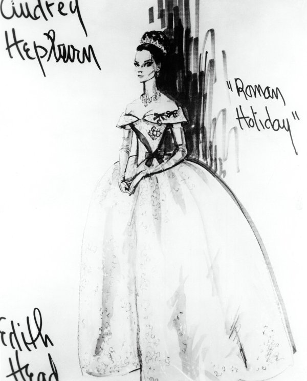 Skica za haljinu Audrey Hepburn iz filma 'Praznik u Rimu'