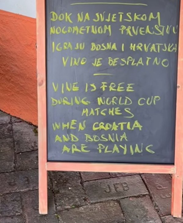 'Dok na Svjetskom prvenstvu igraju Bosna i Hrvatska, vino je besplatno'