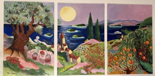 Terra magica, triptih, ulje na platnu, 320 cm x 95 cm