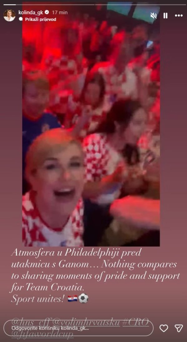 Objava Kolinde Grabar Kitarović na Instagramu