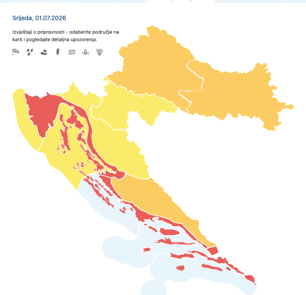 Meteoalarm za srijedu
