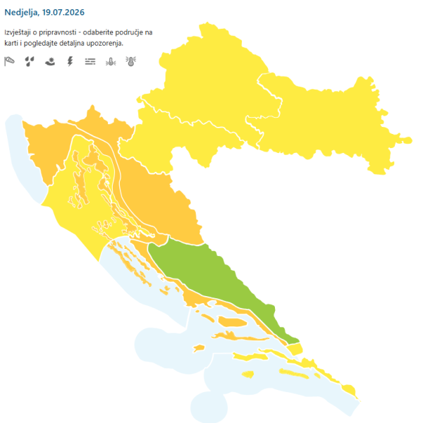 DHMZ upozorenje za nedjelju