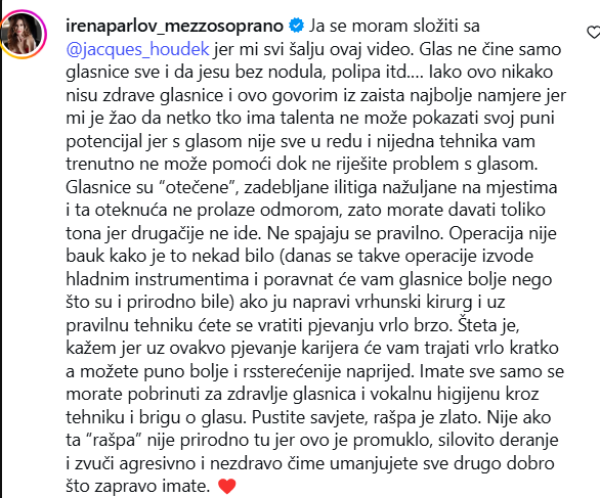 Komentar Irene Parlov na raspavu Houdek - Brčić-Šušak