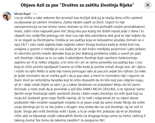 Komentar Mirele Rupić