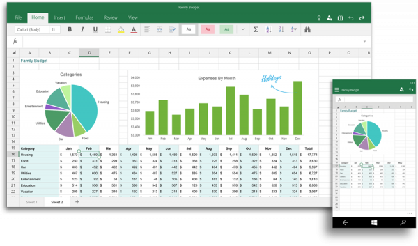 Excel za Windows 10 Microsoft