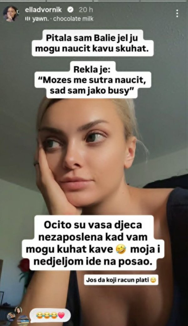 Objava Elle Dvornik na Instagramu