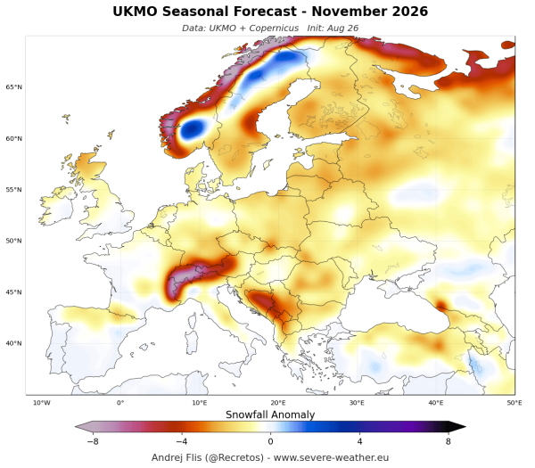 UKMO: Prognoza za studeni