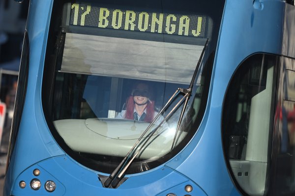 Tramvaj 17 u vožnji tijekom štrajka