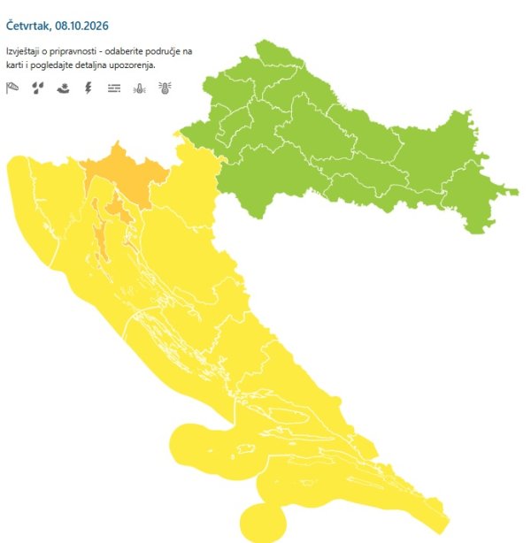 DHMZ je oglasio narančasti meteoalarm za područje Kvarnera i Gorskog kotara