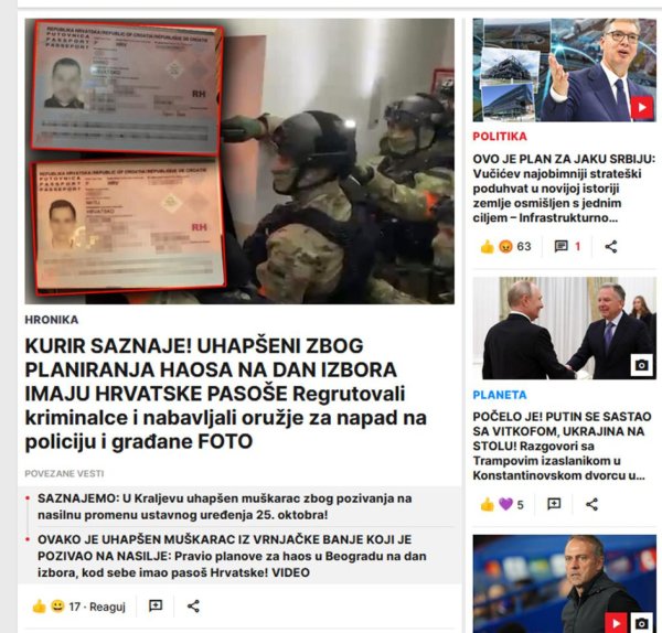 Naslovnica Kurirovog portala