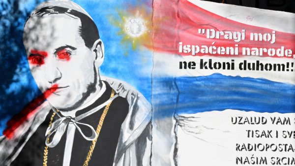Policija traži počinitelja: Vandaliziran mural Alojziju Stepincu
