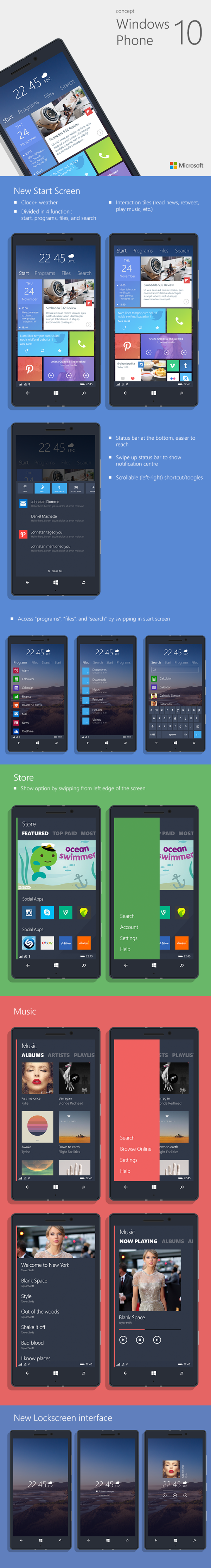 Windows Phone 10 koncept Behance