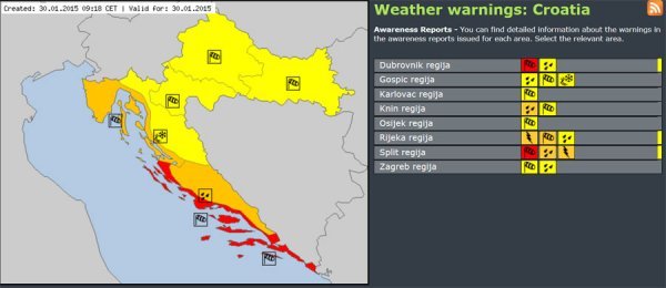 Crveno upozorenje Meteoalarm