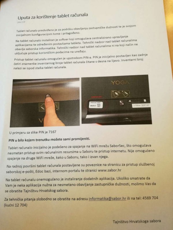 Ovo su upute za korištenje tablet računala u Hrvatskom saboru