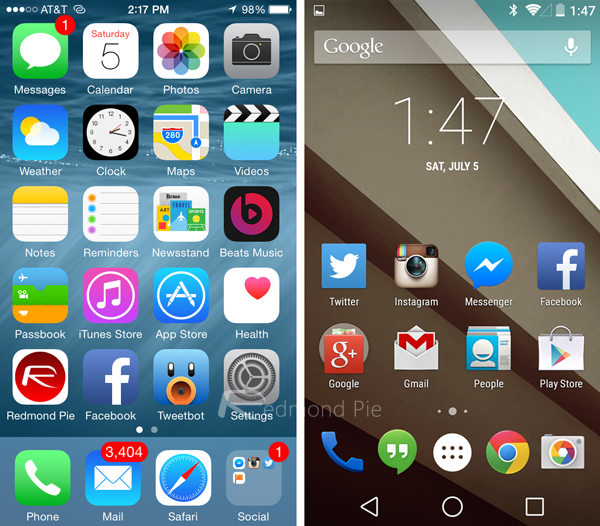 iOS 8 | Android L Redmond Pie