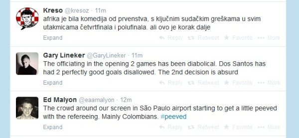 Reakcije na sudačke pogreške Twitter