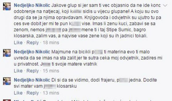 Uvrede koje je Nedjeljko Nikolić uputio Jakovu Prkiću Facebook