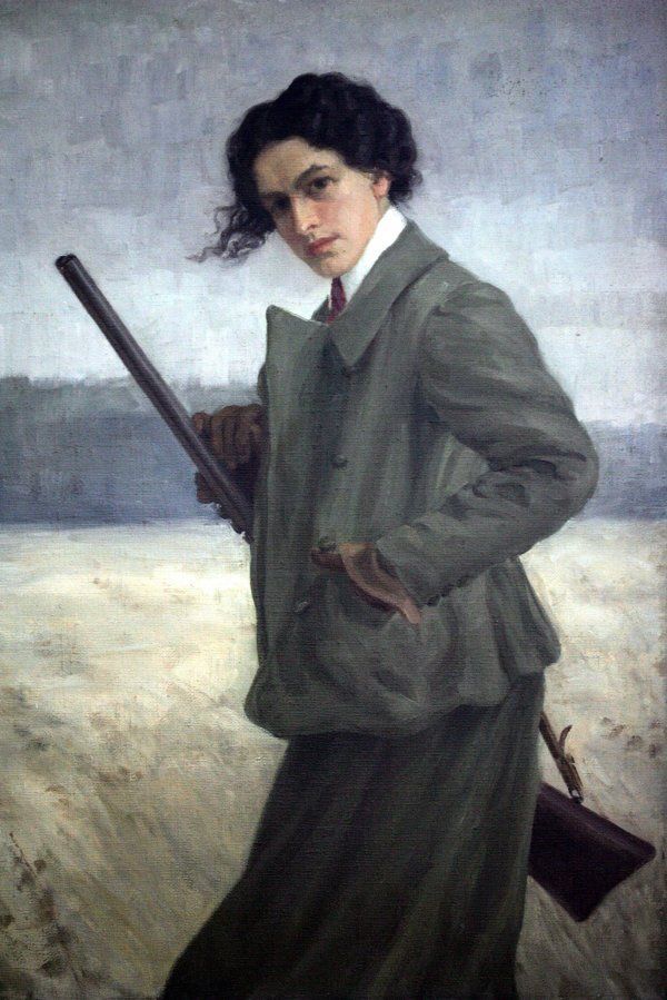 Autoportret Naste Rojc u lovačkom odijelu 1912.