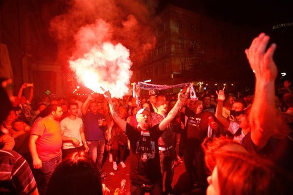 Doček nogometaša Rijeke na Korzu