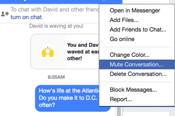 Utišajte razgovor u Messengeru