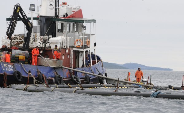 Postavljanje kaveza Pelagos Net farme kod Vrgade