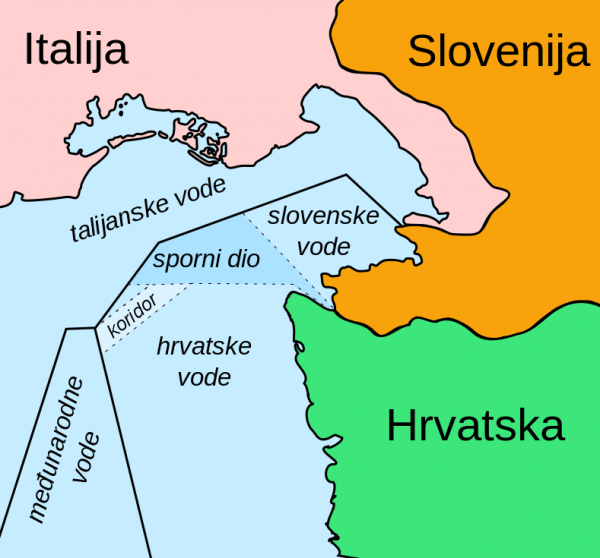 Što Slovenci žele: Karta spornog teritorija, iz njihove vizure, prema sporazumu Račan - Drnovšek
