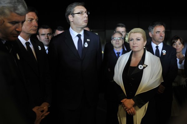 Komemoracija u Potočarima 2015.: Aleksandar Vučić i Kolinda Grabar Kitarović