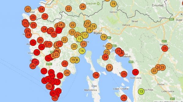 Pad temperature na području zahvaćenom nevremenom