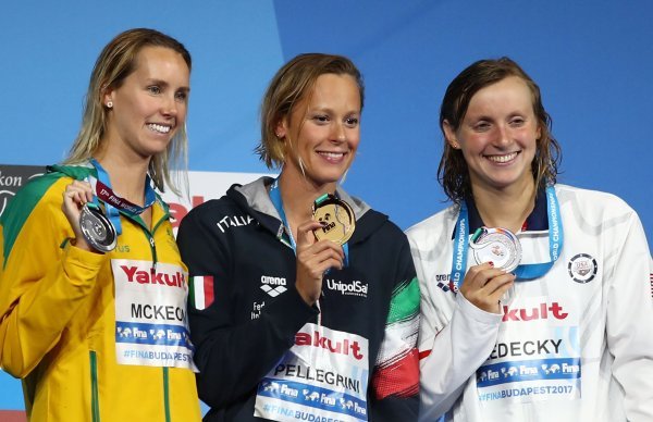 Emma McKeon, Federica Pellegrini i Katie Ledecky (silver)