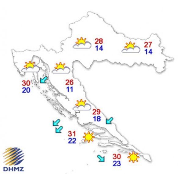 Vrijeme u Hrvatskoj danas