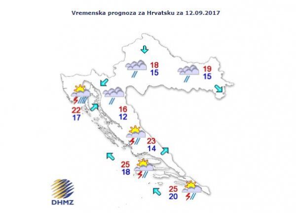 Vremenska prognoza za Hrvatsku za 12. 9.